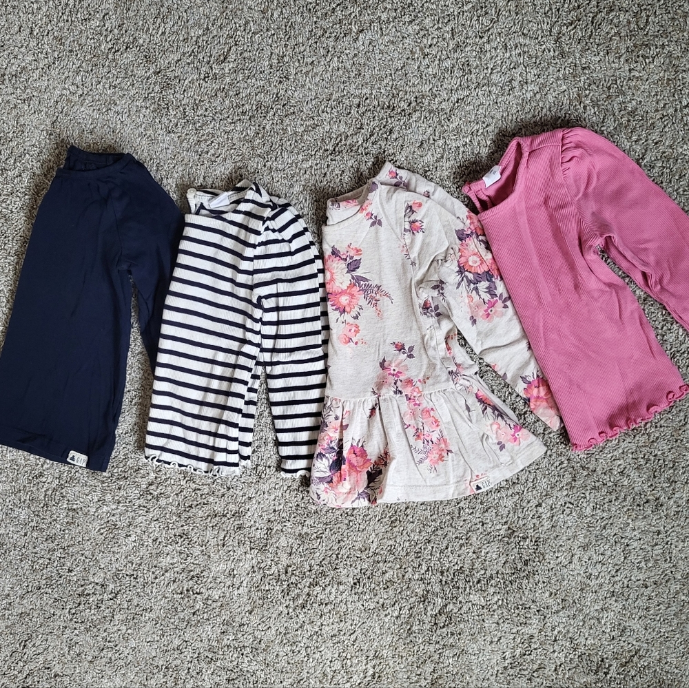 Baby Gap 2T Shirts Bundle 2 Years Floral Striped Pink Navy Girls Bundle Spring